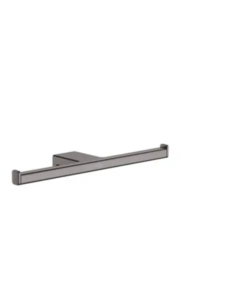 Toilettenpapierhalter in Brushed Black Chrome von Hansgrohe mit doppeltem Halter. Minimalistisches Design, geeignet für die Montage an der Wand.